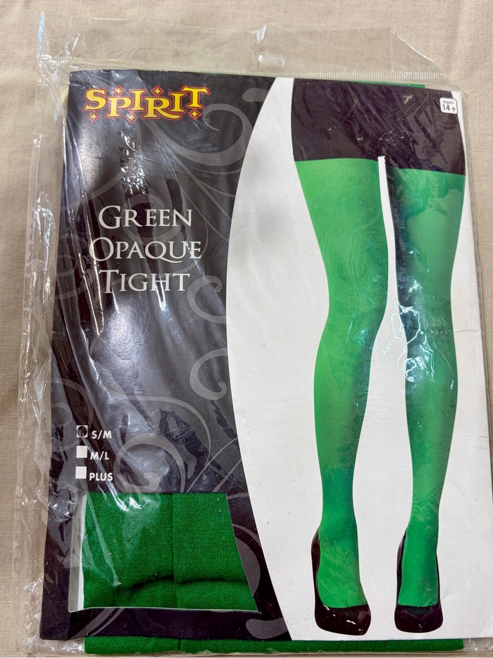 Spirit Women’s Green Opaque Nylon Tights, Solid, Size S, 1 Pair Halloween